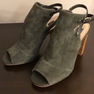 White House Black Market Suede Open Toe Booties